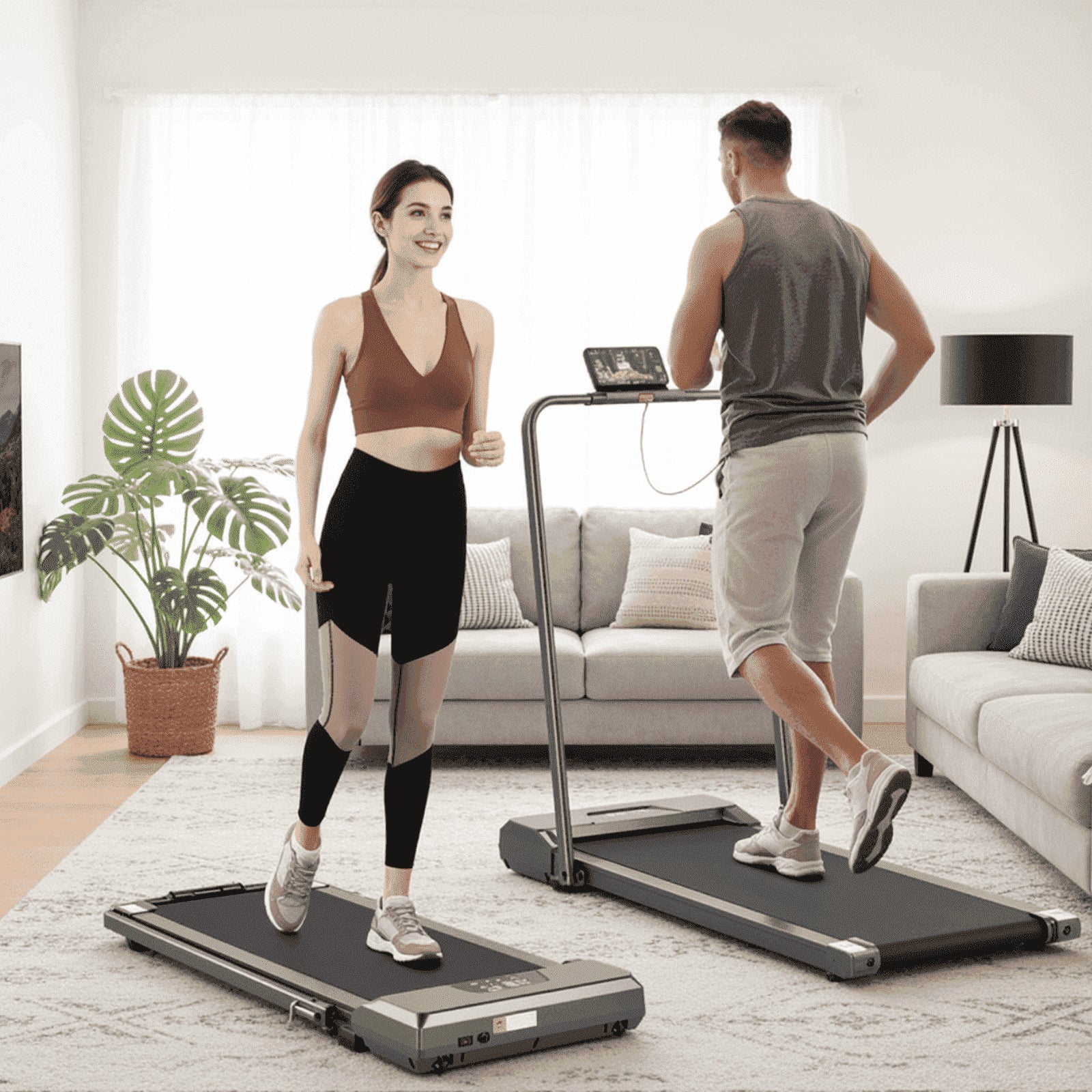 Treadmill 2 in 1 Walking Pad Treadmill Folding 7.5 Mph Running under Desk Treadmill with Remote Control and LED Display for Home Office Use